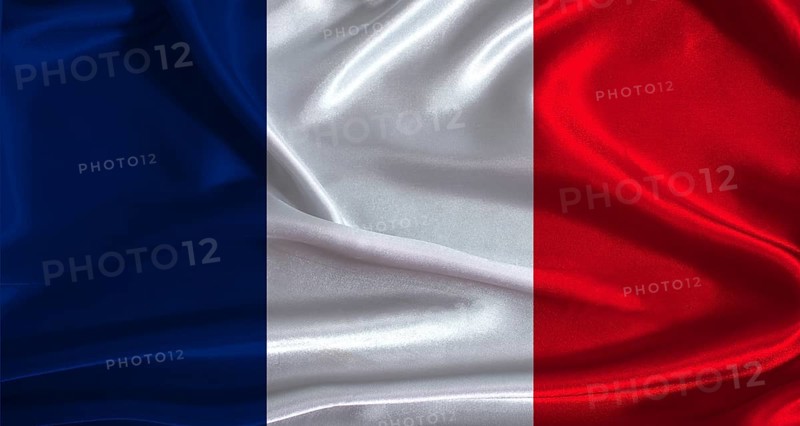 France flag with cloth textured background. National flag of France with realistic texture