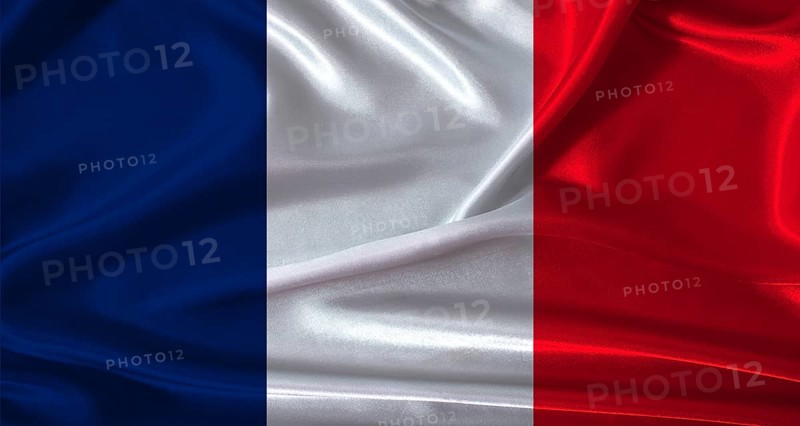 National flag of France with cloth texture. France flag with realistic texture background