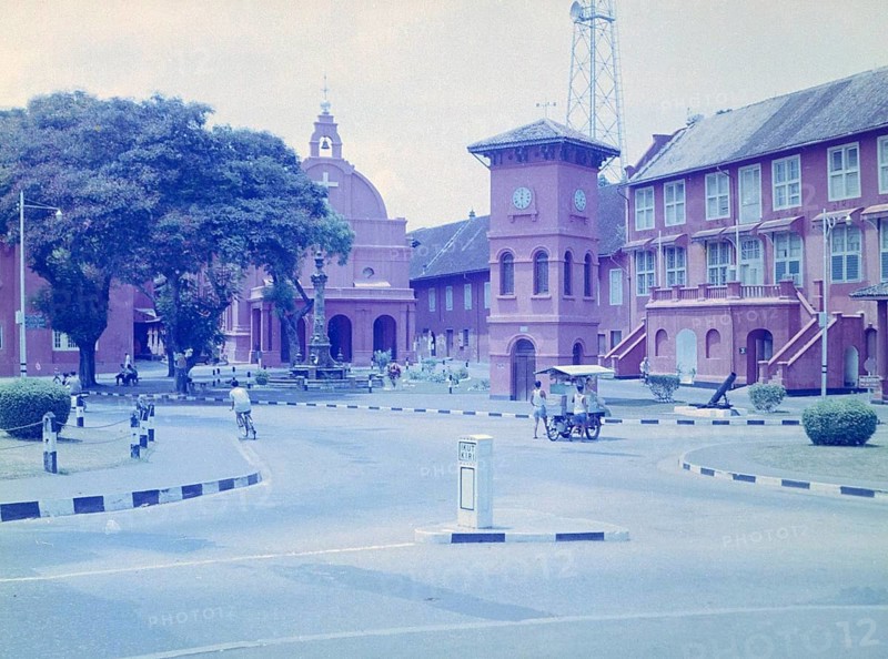 Historic buildings of Stadthuys or Dutch Town Hall, Red Square, Malacca, Malaya, Malaysia, south east Asia, early 1960s