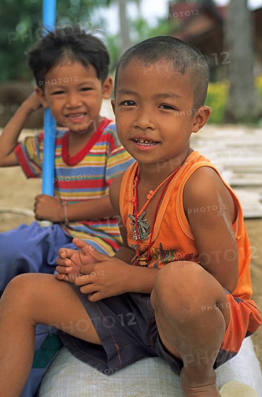 Happy little boys, Railay, two years in front of the tsunami, Krabi, Thailand, December 2002, vintage, retro, old, historic