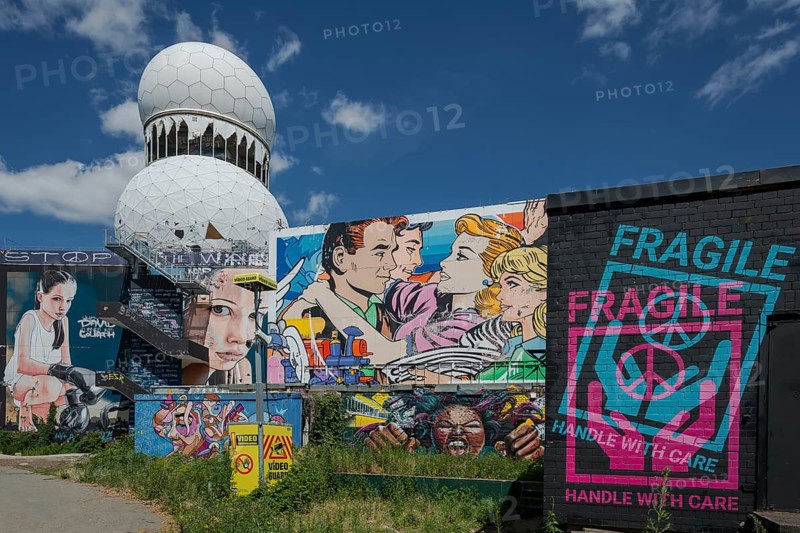 Graffiti on the former US eavesdropping facility on Teufelsberg in Grunewald, Berlin, Germany