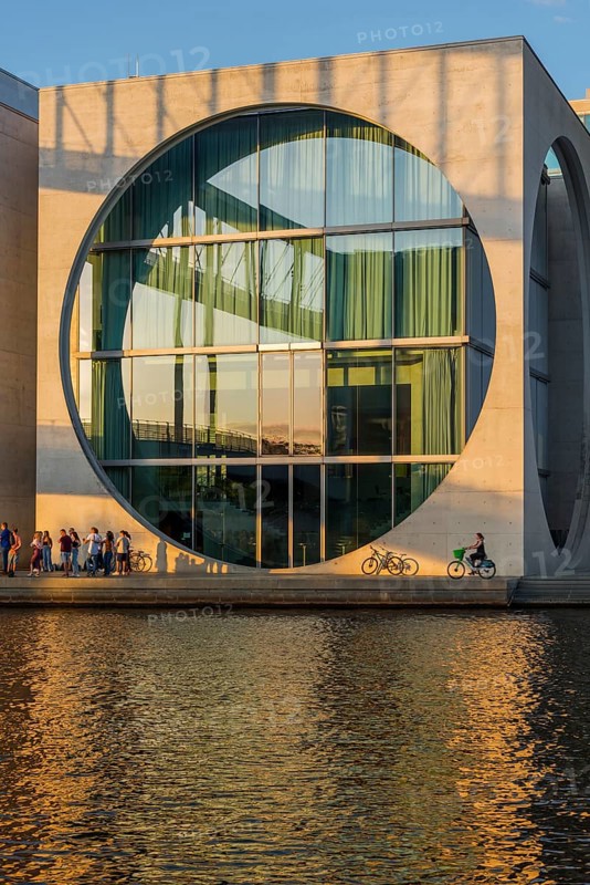 Marie-Elisabeth-Lüders-Haus in the evening light on the Spree in the government district, Berlin