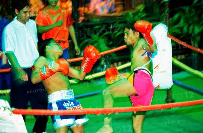 Thai boxing, Ko Phuket, Thailand, December 2002, vintage, retro, old, historic