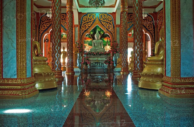 Buddha statue, Wat Chalong monastery, Ko Phuket, Thailand, December 2002, vintage, retro, old, historic
