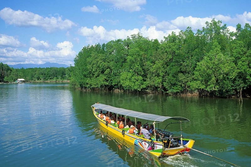 Sightseeing boat in Phangnga Bay near Ko Phuket, Thailand, December 2002, vintage, retro, old, historic