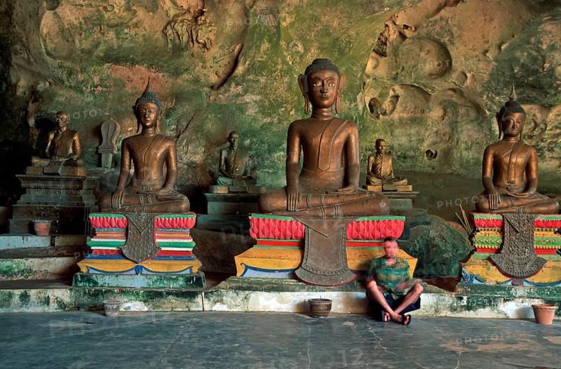 Buddha statues, Wat Suwannakhuha monastery, Phangnga Bay, Ko Phuket, Thailand, December 2002, vintage, retro, old, historic
