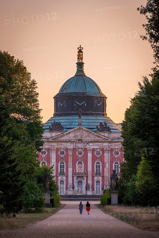 The new palace in Sanssouci Park in the evening light, Potsdam