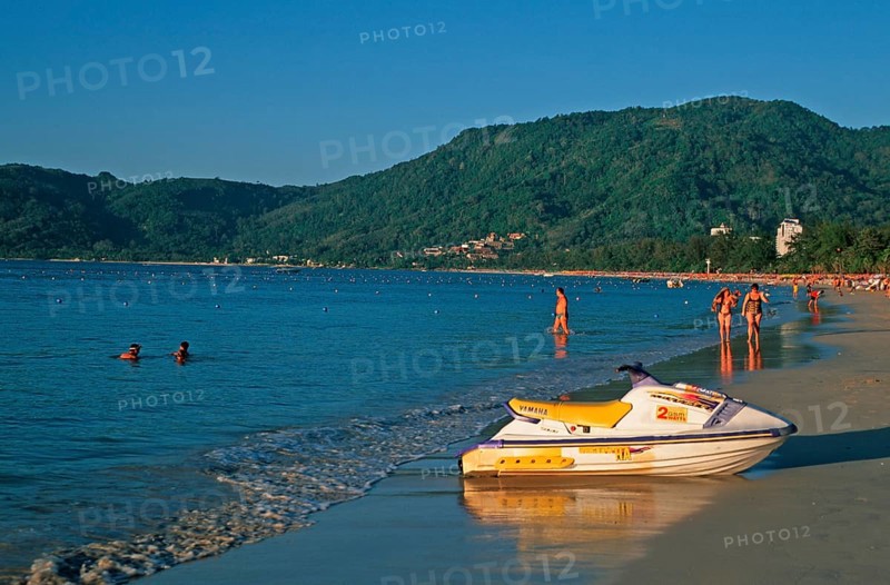 People, boat, Patong Beach, Ko Phuket, two years in front of the tsunami, Thailand, December 2002, vintage, retro, old, historic