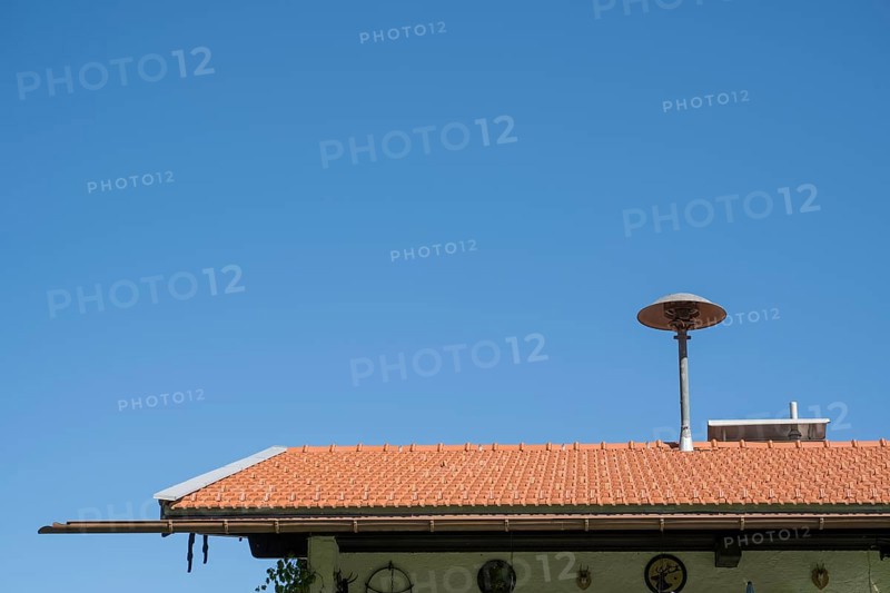 Siren on a house roof, warning the alarm in case of danger, Kreuth, Tegernsee Valley, Upper Bavaria, Bavaria, Germany