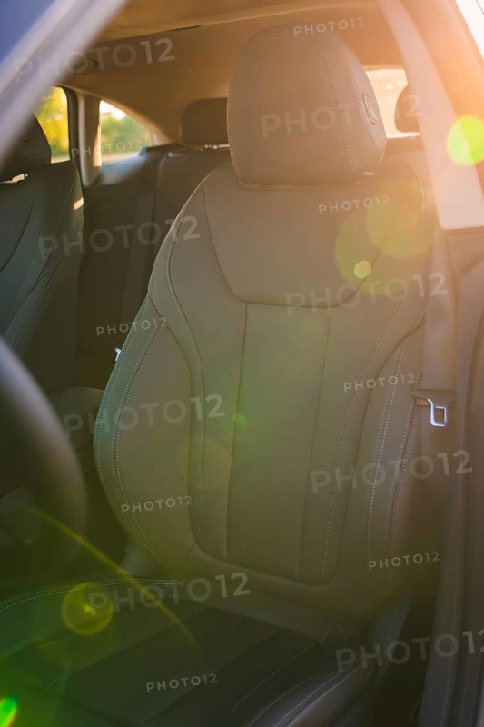 Front passenger seat of a modern car with lighting effects for a relaxed atmosphere, Deer E-Carsharing, Renault Megane, Calw, Germany