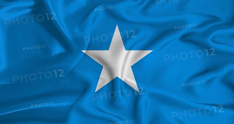 Realistic Somalia flag waving. Close up of flag of Somalia with cloth texture