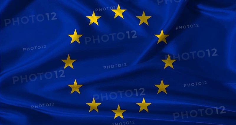 National flag of the European Union with cloth texture. European Union flag with realistic texture background