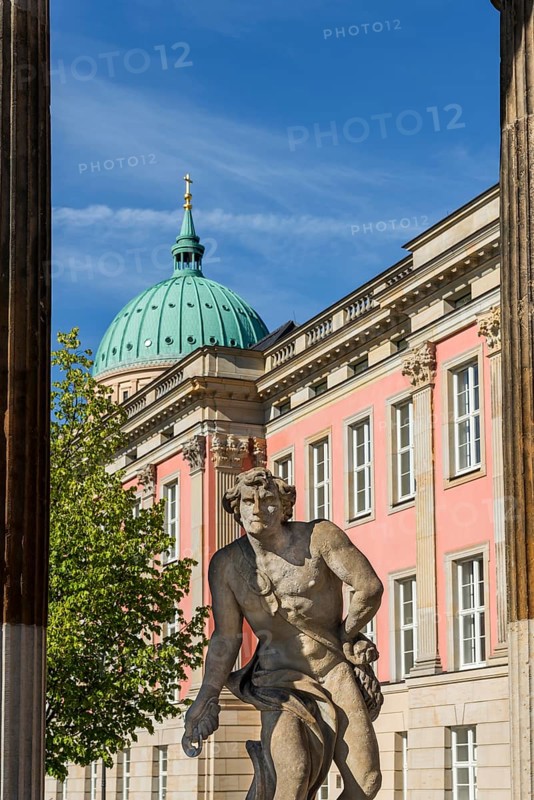 Sculpture with the City Palace and St. Nicholas Church on the Old Market Square, Potsdam