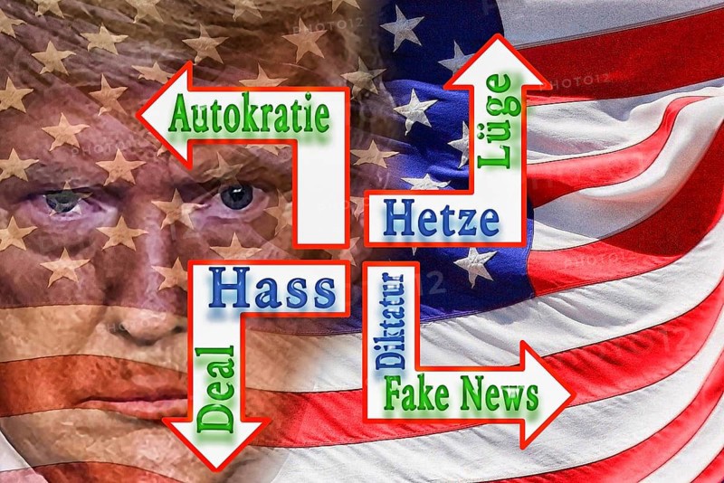 Symbolic image, Trump's paths against the world, divides the USA, democracy versus autocracy, Donald Trump sees himself as ruler over the law, US democracy in danger, political extortion, EU and Germany under political pressure, industry, tariff threats, Elon Musk, Mark Zuckerberg, social networks, fake news, rights broken, hate, hate, DSG Digital Services Act, re-election, USA, politics, announcements, revenge, willed dictator, Republican, US electoral system, global threat, lies, 2nd term, global burden, Ukrainian war, Storm Weisses house
