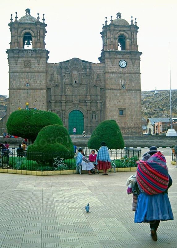 Cathedral, Placa de Armas, Puno, Andean Highlands, Peru, South America, September 1997, vintage, retro, old, historic