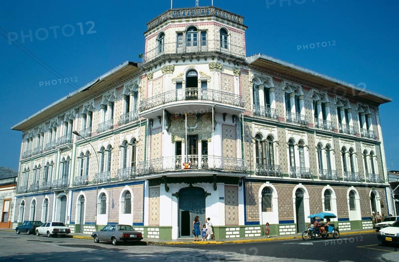 House clad with glazed bricks in Iquitos on the Amazon, Peru, South America, September 1997, vintage, retro, old, historic