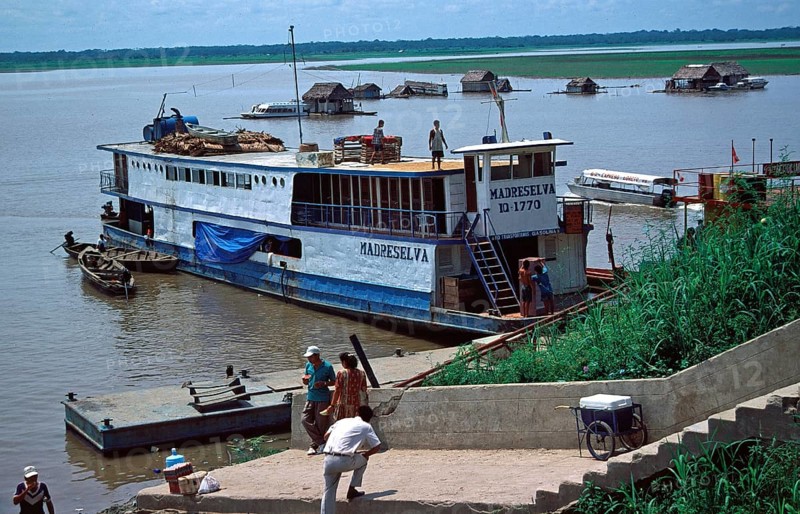 Ship, port, Amazon, Iquitos, Peru, South America, September 1997, vintage, retro, old, historic