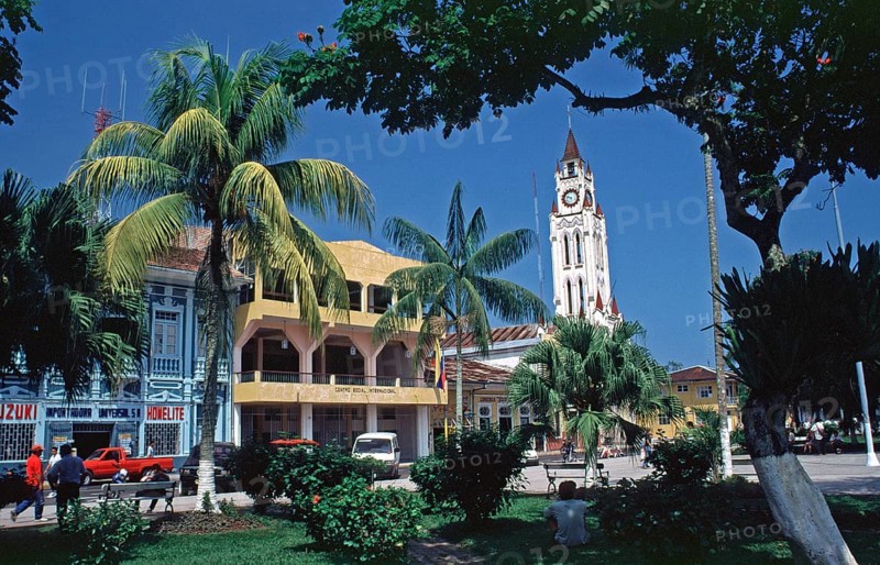 City center, church, Iquitos, Peru, South America, September 1997, vintage, retro, old, historic