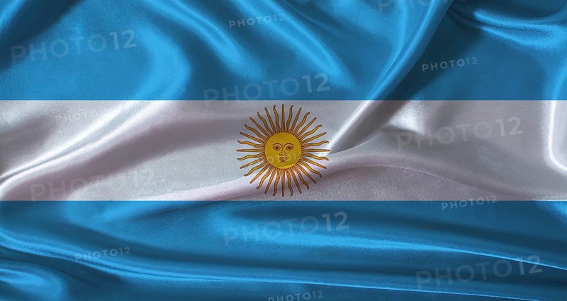 National flag of Argentina with cloth texture. Argentina flag with realistic texture background