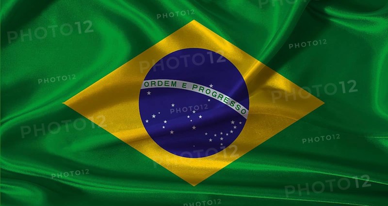 National flag of Brazil with cloth texture. Brazil flag with realistic texture background