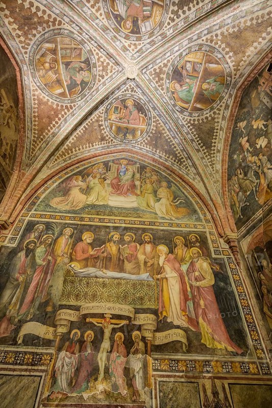 15th century frescoes in St. Catherine's Chapel, Collegiata di Santa Maria Assunta, Castell'Arquato, Province of Piacenza, Italy