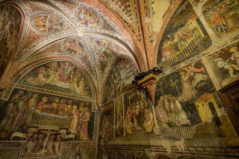 15th century frescoes in St. Catherine's Chapel, Collegiata di Santa Maria Assunta, Castell'Arquato, Province of Piacenza, Italy