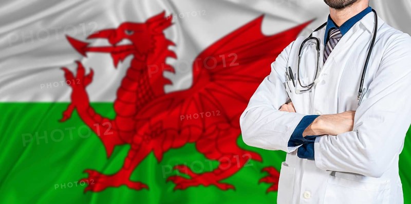 Wales national health system. Wales health and medical insurance concept