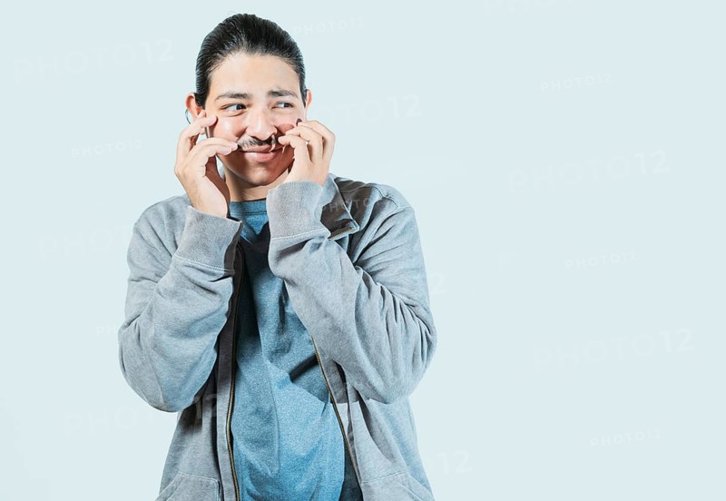 Guy with disgusted face looking to the side isolated. Person with embarrassed face looking to the side isolated