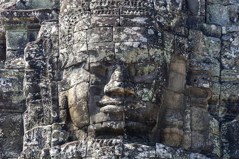 Huge stone-carved faces of Bodhisattva Lokeshvara, also Avalokiteshvara, Bayon Temple, Angkor Thom, UNESCO World Heritage Site, Angkor Wat, Siem Reap, Cambodia