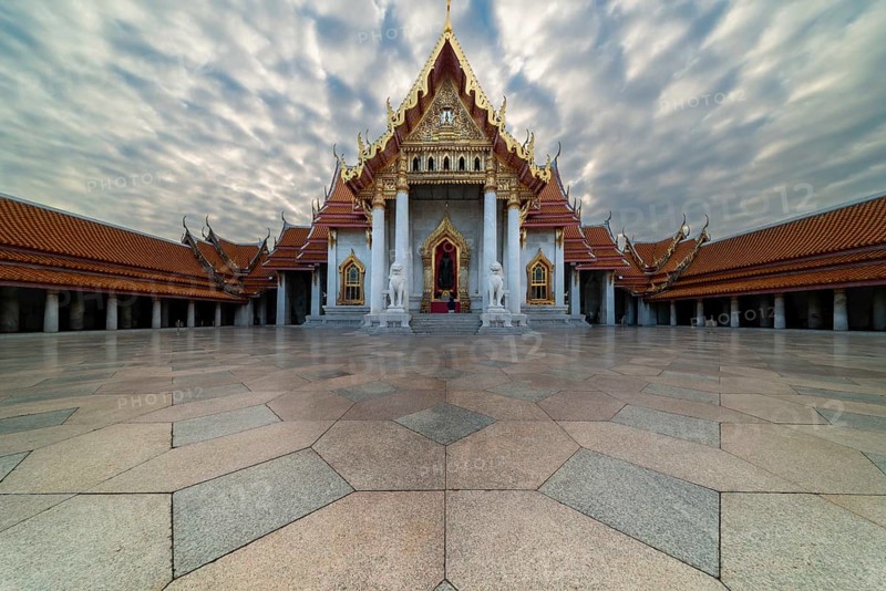 Marble temple, made of Carrara marble, Wat Benchamabopit, back of Ubosot, Buddhist temple in the Dusit district, Bangkok, central Thailand, Thailand