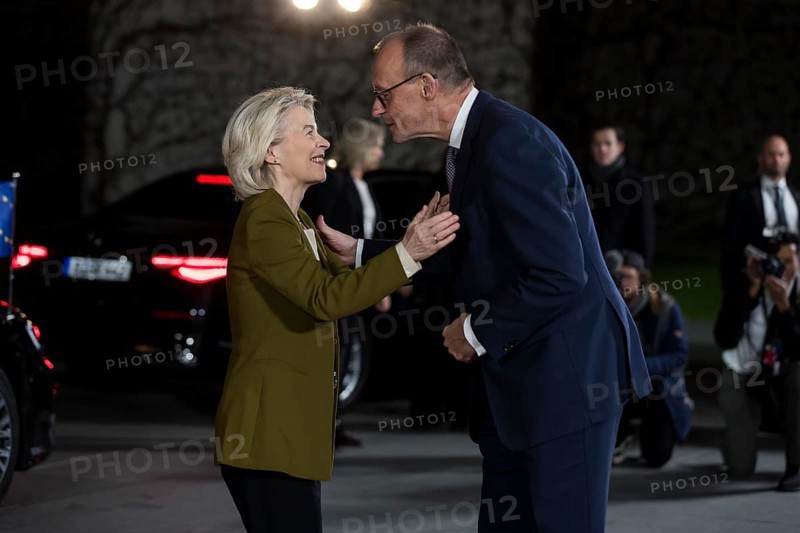 Ursula von der Leyen (President of the European Commission) and Friedrich Merz (Chancellor of the Federal Republic of Germany) arriving at the Federal Chancellery. Following the bilateral meeting with Ukrainian President Zelenskyi, Federal Chancellor Merz will meet with other European heads of state and government as well as the heads of the EU and NATO. Berlin, 15 August 2025