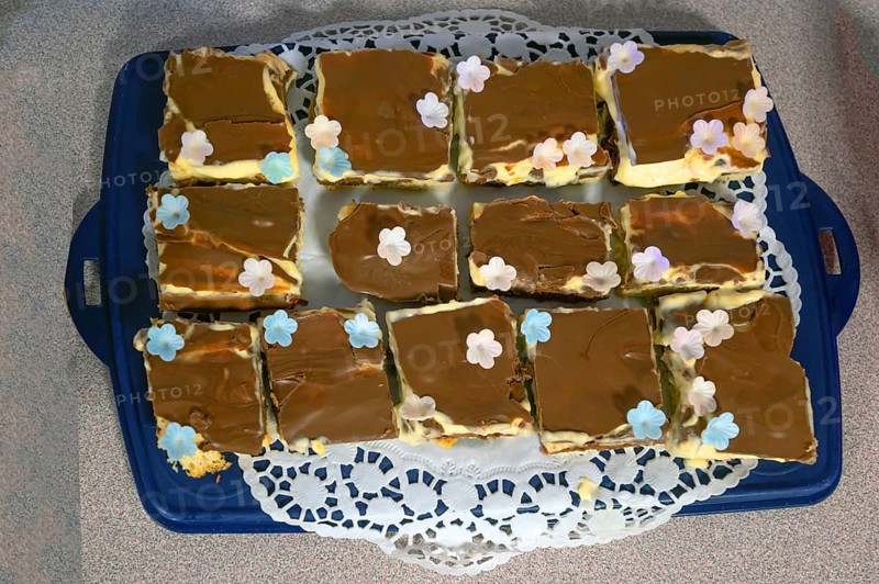 Tiramisu decorated on a tray, Bavaria, Germany