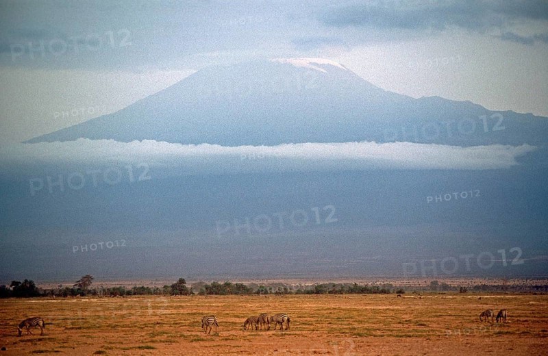 View of Mount Kilimanjaro from Amboseli National Park, Kenya, Africa, June 2000, vintage, retro, old, historic