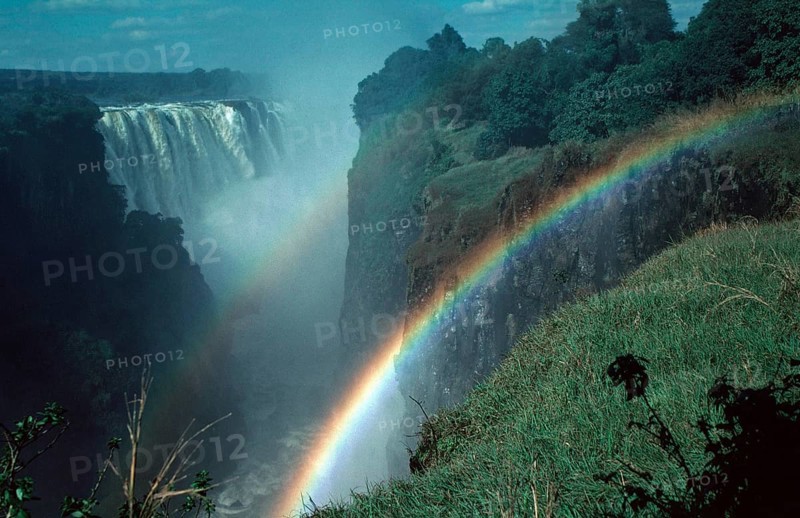 Victoria Falls, rainbow, Zambezi, Zimbabwe, Africa, June 2000, vintage, retro, old, historic