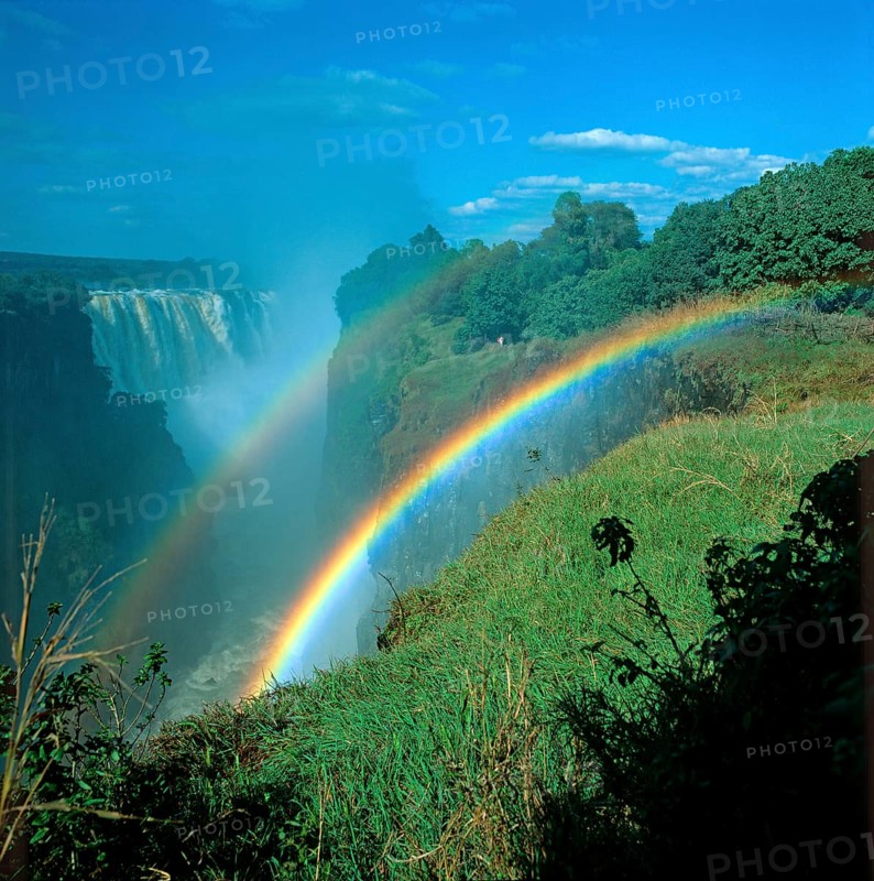Victoria Falls, rainbow, Zambezi, Zimbabwe, Africa, June 2000, vintage, retro, old, historic