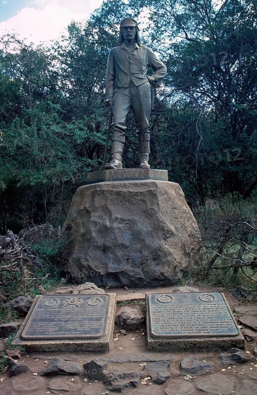 Statue of David Livingstone next to Victoria Falls, Victoria Falls, Zimbabwe, Africa, June 2000, vintage, retro, old, historic