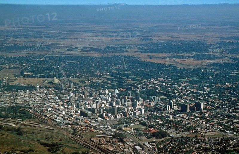 Aerial view, Harare, Zimbabwe, Africa, June 2000, vintage, retro, old, historic