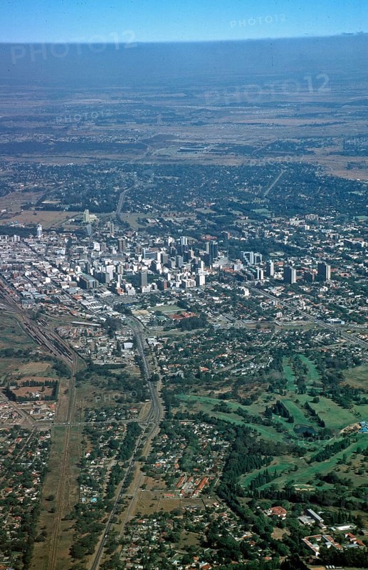 Aerial view, Harare, Zimbabwe, Africa, June 2000, vintage, retro, old, historic