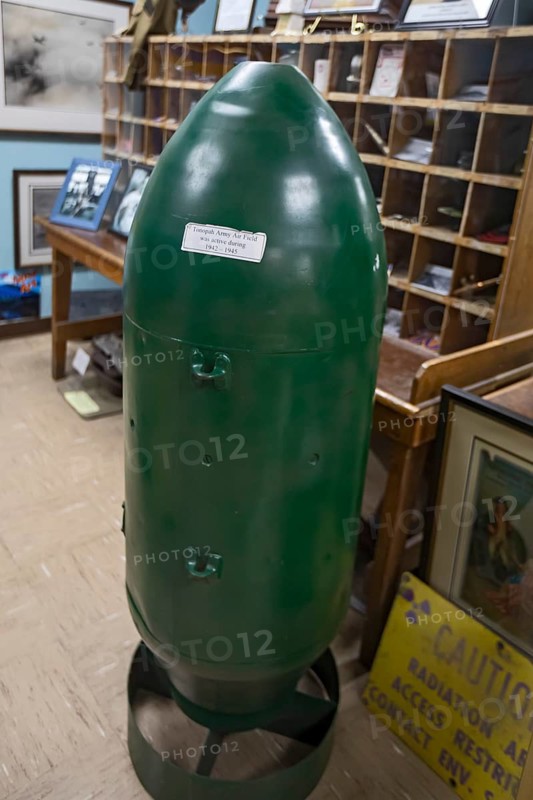Tonopah, Nevada - The Central Nevada Museum. The museum displays a bomb casing from the Tonopah Army Air Field, which was a bombing and gunnery pracice range during World War II