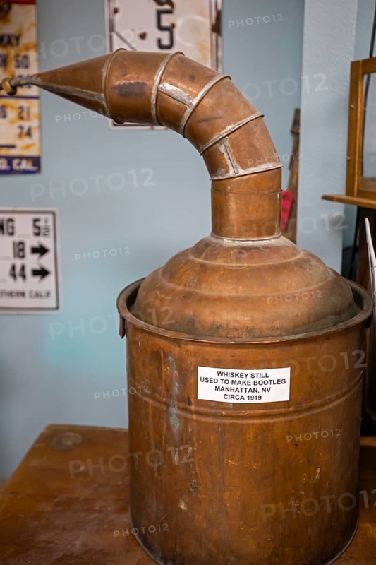 Tonopah, Nevada - The Central Nevada Museum. Museum exhibits explore the mining and ranching history of the area. An illegal whiskey still from about 1919 is on display