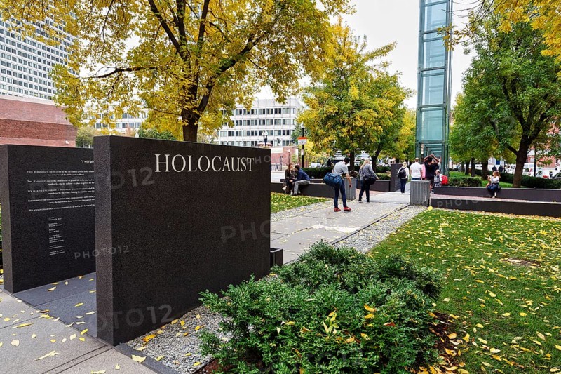 New England Holocaust Memorial stone with inscription, walker, Carmen Park, Freedom Trail, Downtown, Boston, Massachusetts, New England, USA