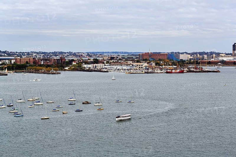 Boston Harbor, natural harbor, Massachusetts Bay estuary, scene of the famous Boston Tea Party, cargo port, Port of Boston, Boston, Massachusetts, New England, USA