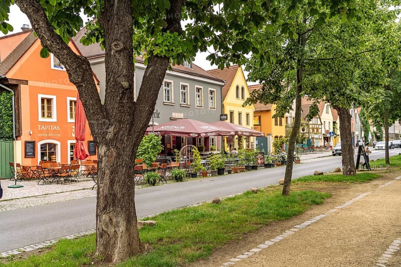 Restaurants in the street Altkötzschenbroda, Kötzschenbroda, Radebeul, Saxony, Germany