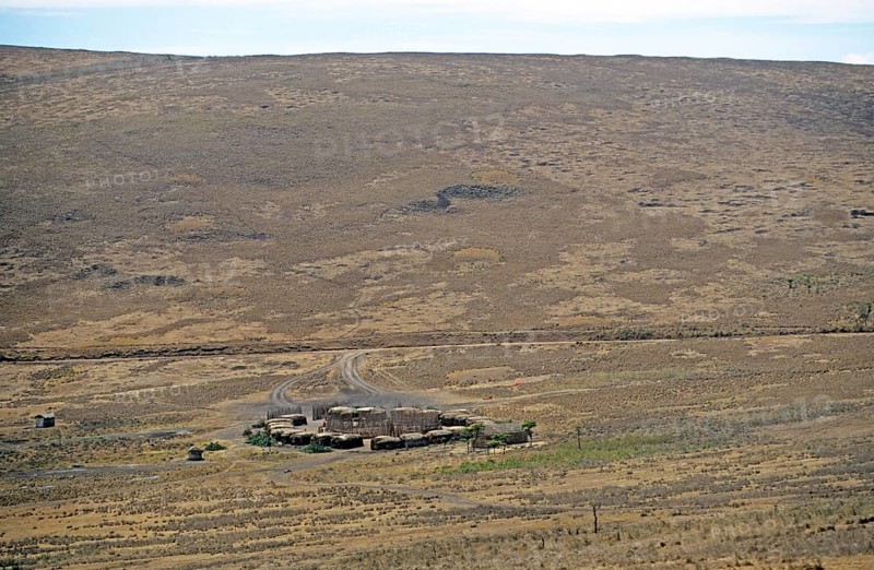 Maasai village, Ngorongoro crater, Tanzania, Africa, June 2000, vintage, retro, old, historic
