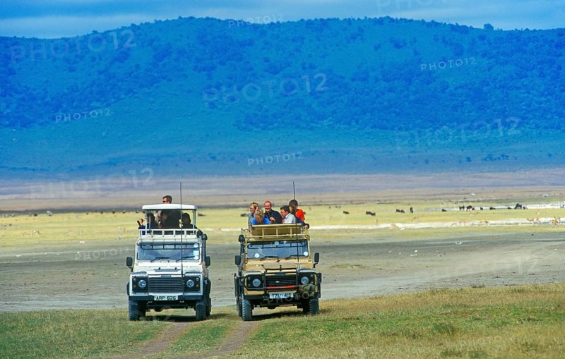 Safari in Ngorongoro Crater, Tanzania, Africa, June 2000, vintage, retro, old, historic