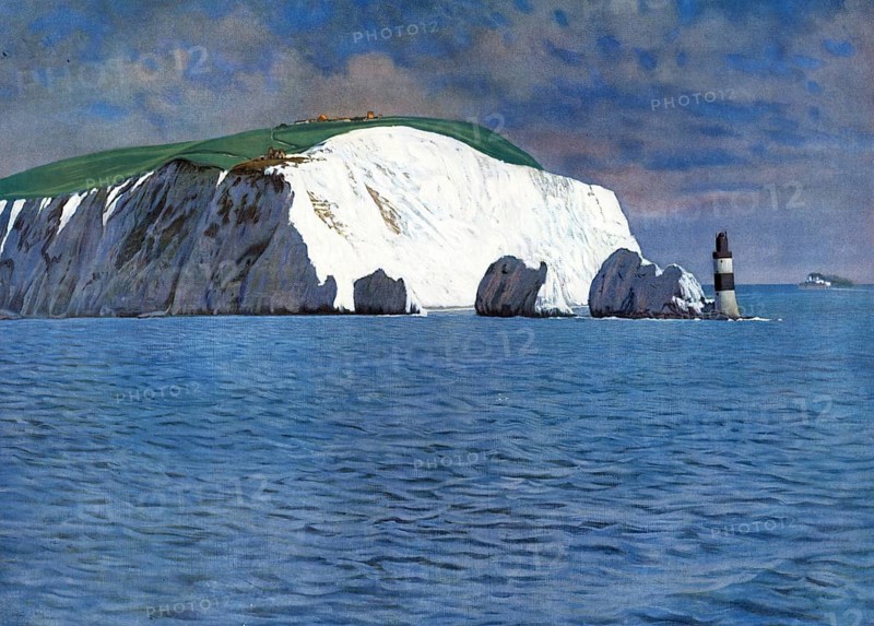 Isle of Wight is an island off the south coast of Great Britain, authentic reproduction of a school mural, historic, around 1900