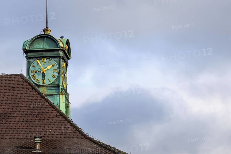 Clock tower at registry office, city of Esslingen, district of Esslingen, Baden-Württemberg, Germany