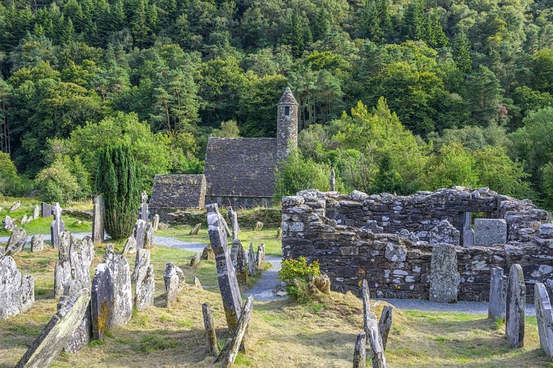 St Kevin's Church and Cemetery, Wicklow Mountains National Park, Glendalough, Brockagh, County Wicklow, Ireland