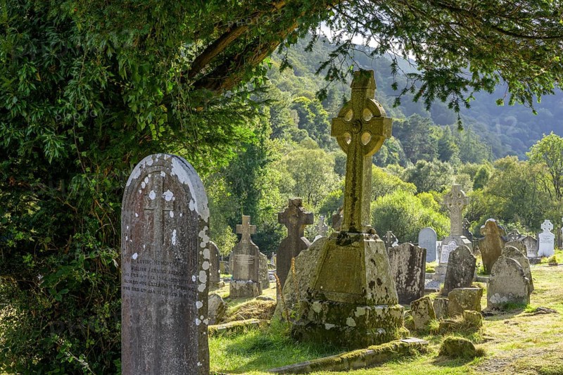 Glendalough Cemetery, Wicklow Mountains National Park, Brockagh, County Wicklow, Ireland