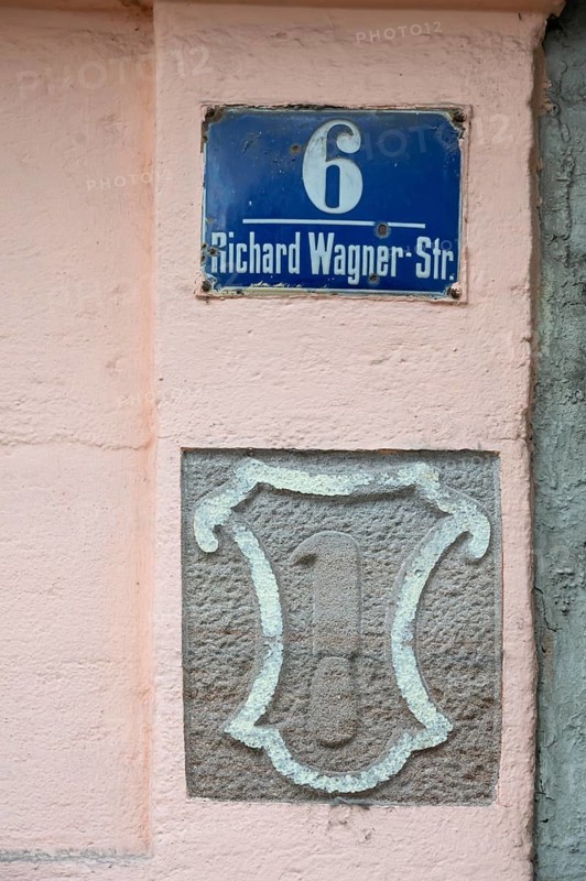 Relief of a knife, profession of a butcher, at the house from 1707, Richard Waghner-Str. 6. Erlangen, Middle Franconia, Bavaria, Germany